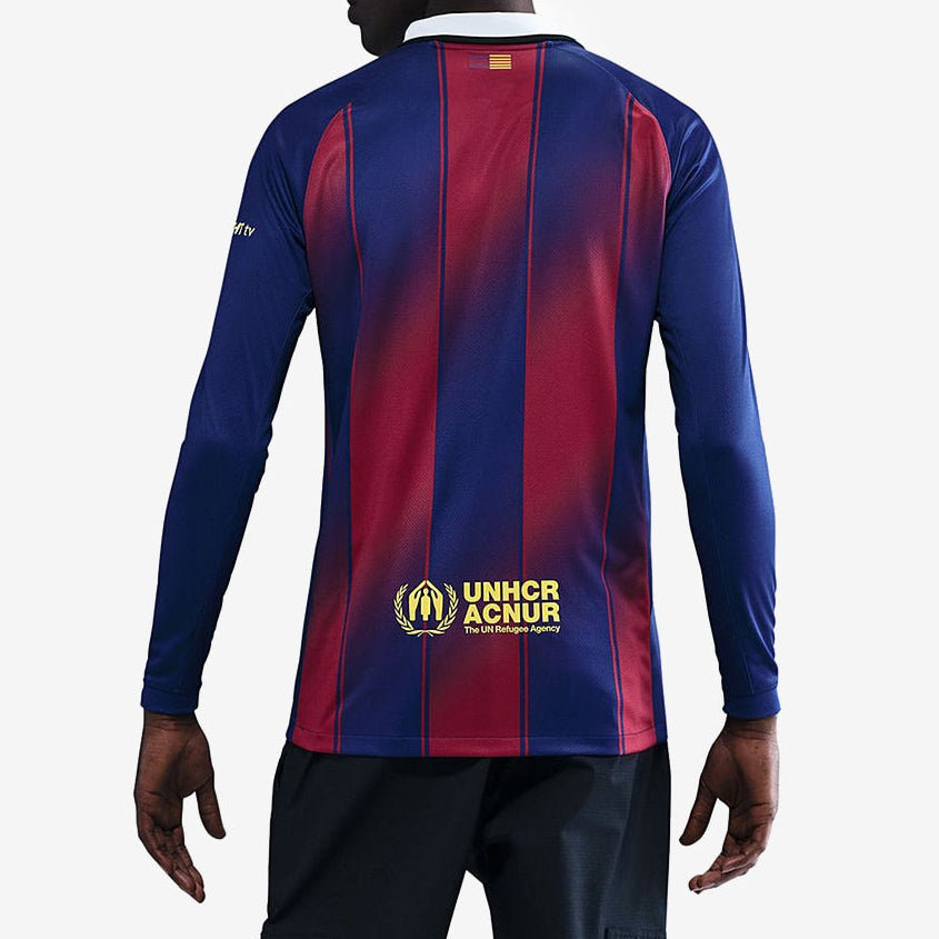 Nike Men's Barcelona 25/26 Long Sleeve Home Jersey (Deep Royal Blue/Midwest Gold)