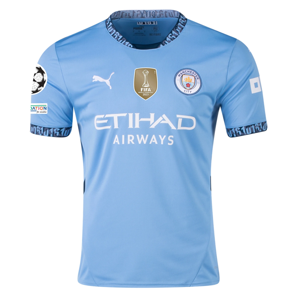 Puma Manchester JoÅ¡ko Gvardiol Home Jersey w/ Champions League + Club World Cup Patch 24/25 (Team Light Blue/Marine Blue)