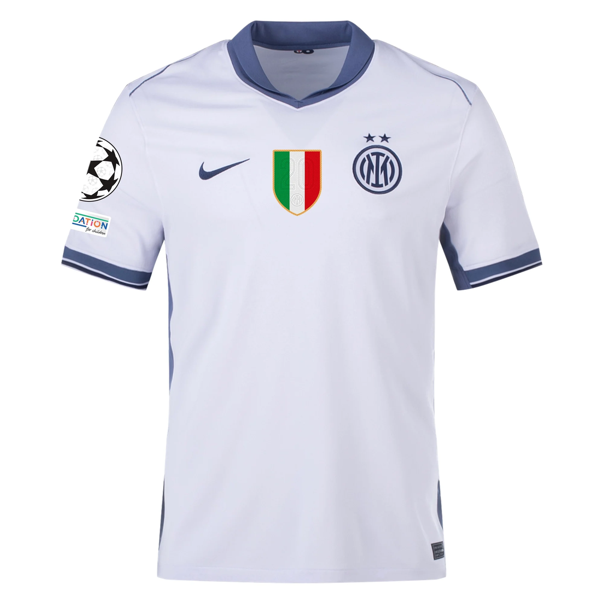 Nike Inter Milan Yann Aurel Bisseck Away Jersey w/ Champions League + Scudetto Patch 24/25 (Summit White/Iris Whisper)