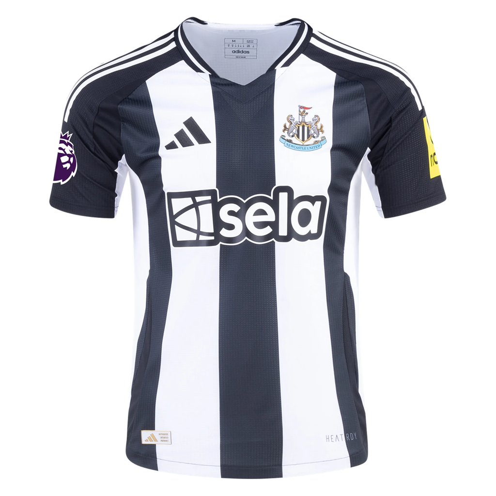 Adidas Newcastle United Authentic Bruno GuimarÃ£es Home Jersey w/ EPL Patch 24/25 (Black/White)