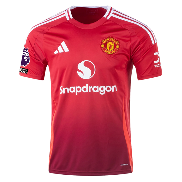 adidas Manchester United Bruno Fernandes Home Jersey w/ EPL + No Room For Racism 24/25 (MUFC Red)