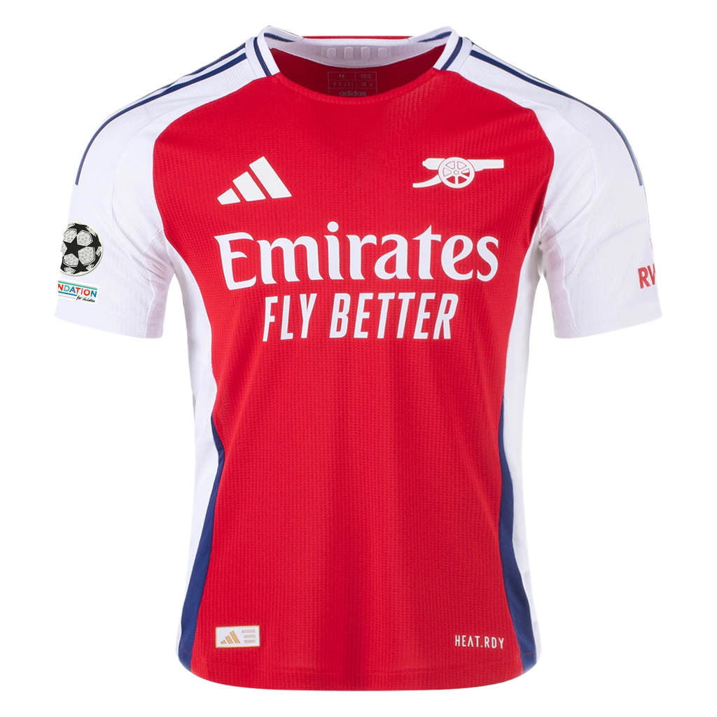 adidas Arsenal Authentic Gabriel MagalhÃ£es Home Jersey w/ Champions League Patches 24/25 (Better Scarlet/White)