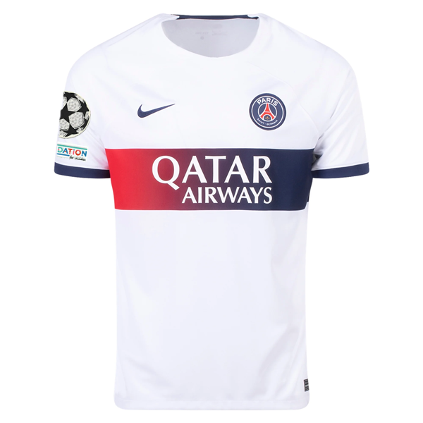 Nike Paris Saint-Germain Warren ZaÃ¯re-Emery Away Jersey w/ Champions League Patches 23/24 (White/Midnight Navy)
