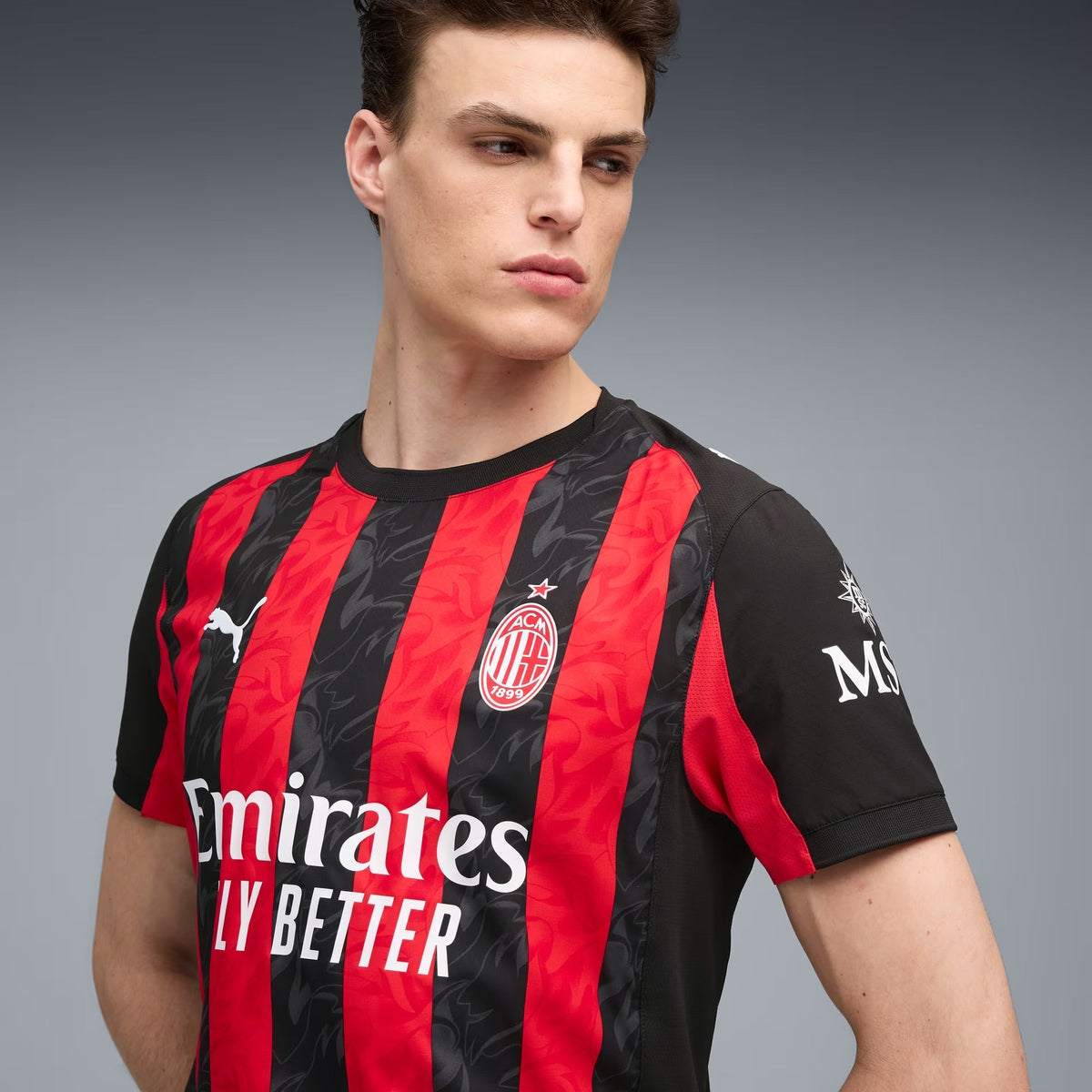 Puma Dest Men's AC Milan Authentic Home Jersey 25/26 w/ Seria A Patch (Red/Black)