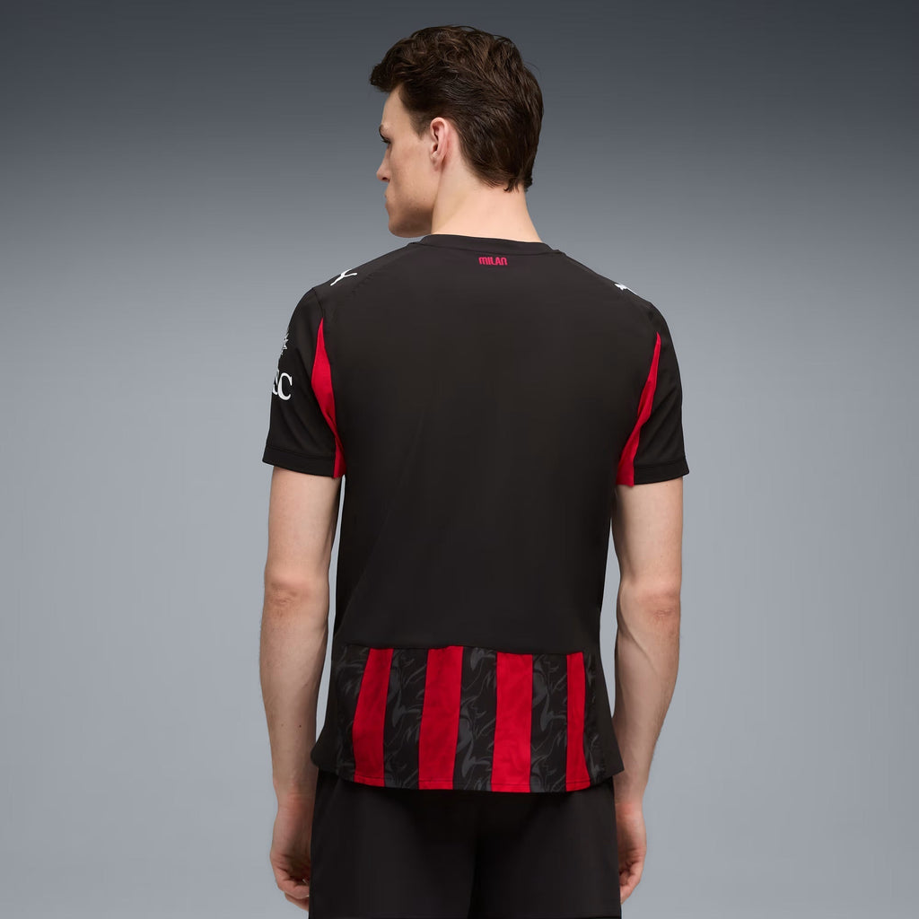 Puma Rafa Leao Men's AC Milan Authentic Home Jersey 25/26 w/ Seria A Patch (Red/Black)