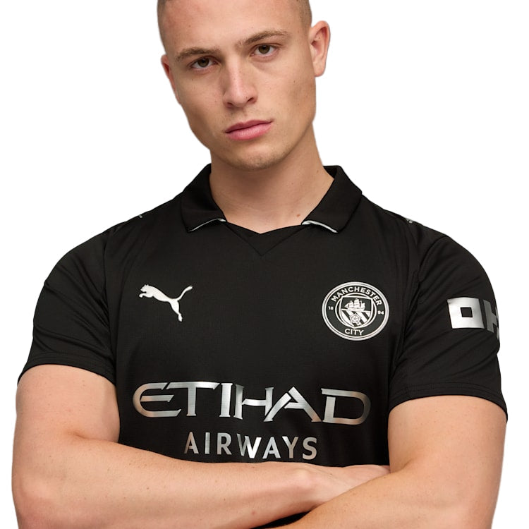 Puma Matheus Men's Manchester City Away Jersey 25/26 w/ NRFR + EPL Patches (Puma Black)