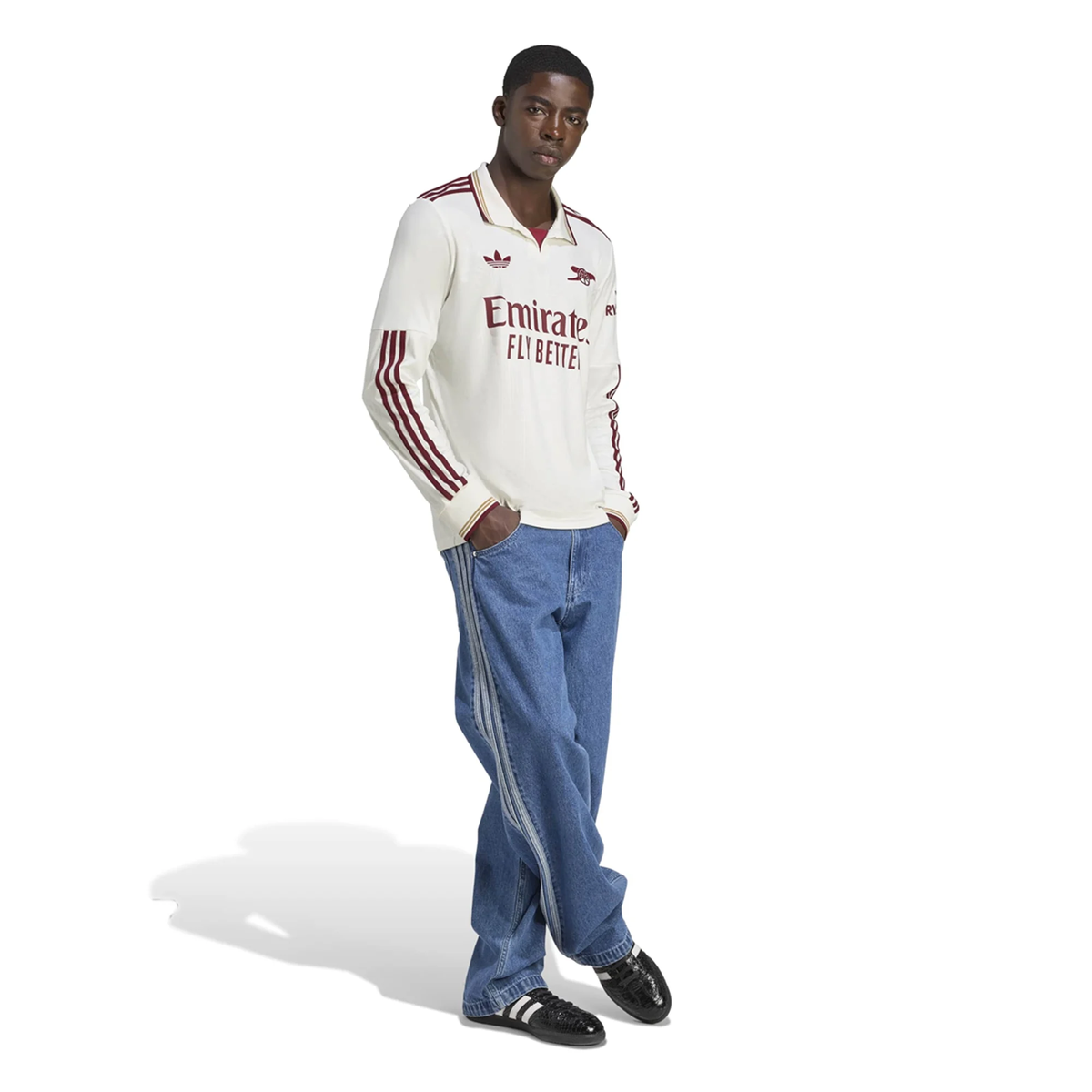 adidas Arsenal Kai Havertz Third Long Sleeve Jersey w/ EPL + No Room For Racism 25/26 (White/Burgundy)