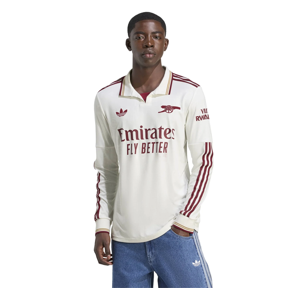 adidas Arsenal Kai Havertz Third Long Sleeve Jersey w/ EPL + No Room For Racism 25/26 (White/Burgundy)