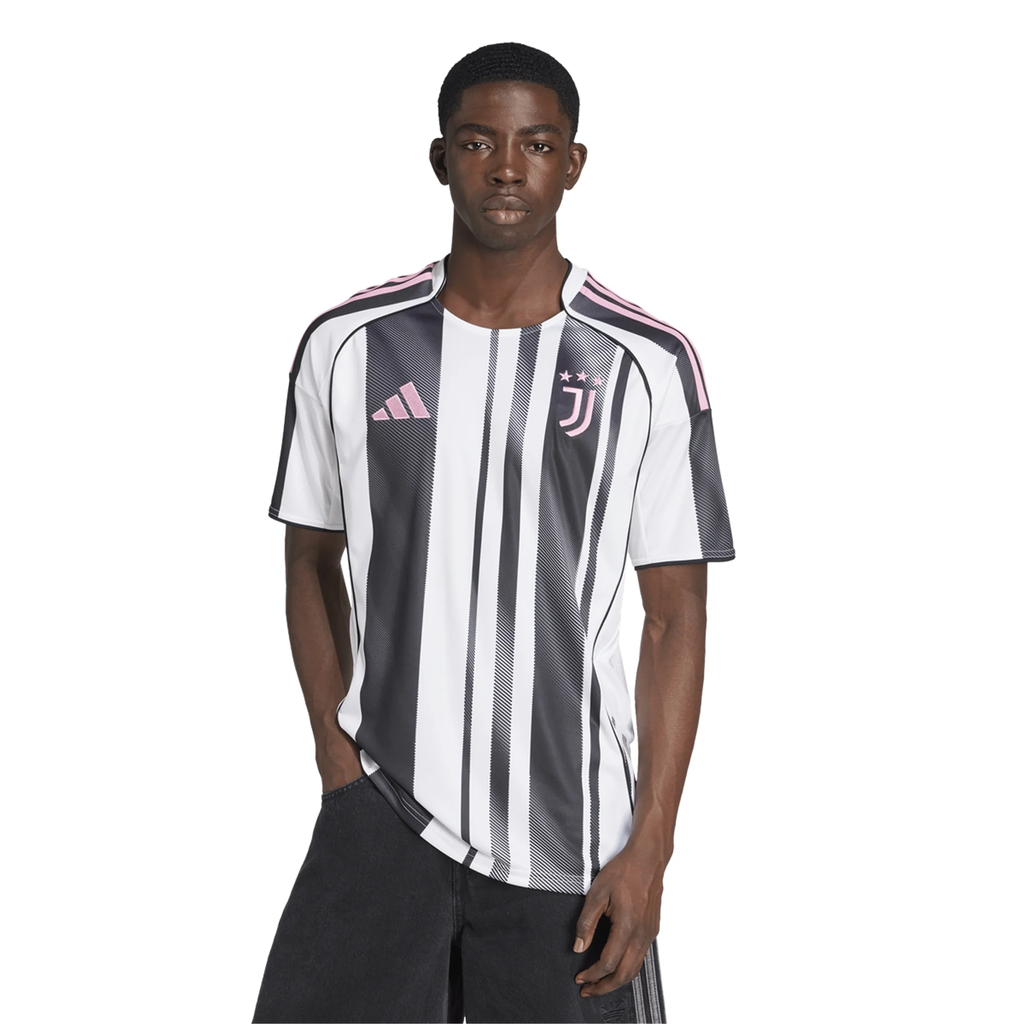 adidas Juventus Kostic Home Jersey w/ Champions League Patches 25/26 (White/Black/Pink)