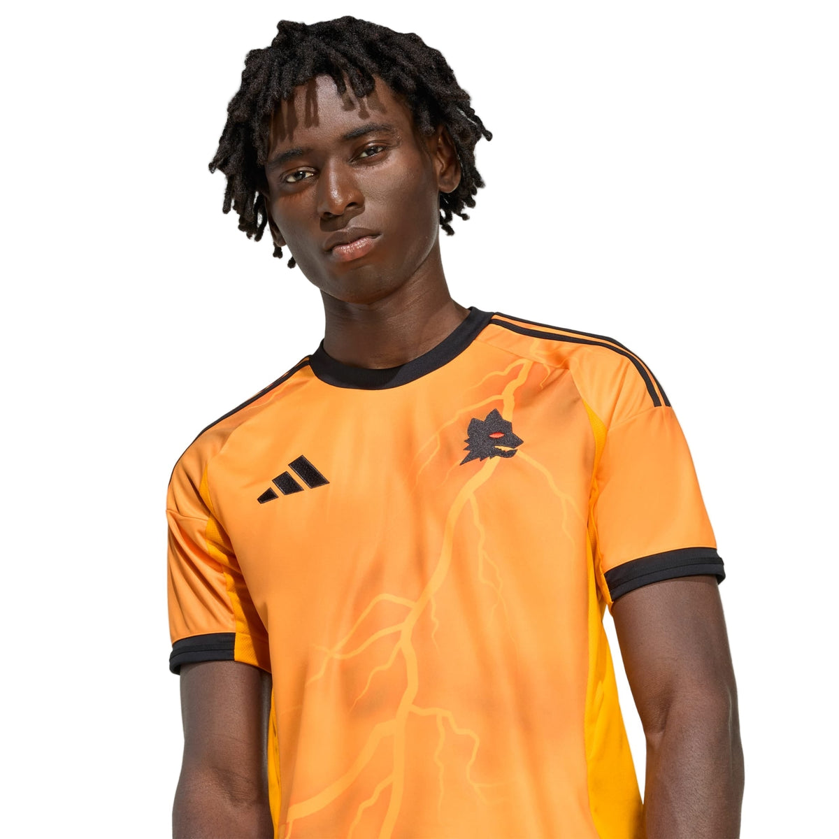 adidas Roma Gianluca Mancini Away Jersey w/ Serie A Patch 25/26 (Orange/Black)