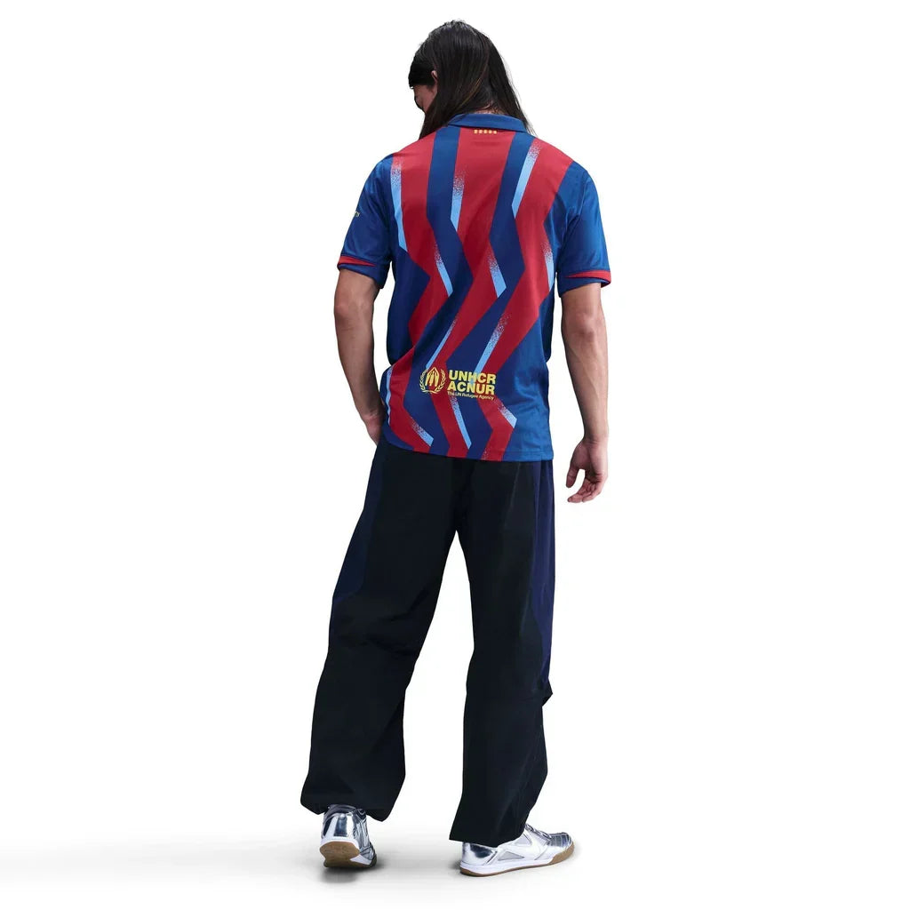 Nike Men's FC Barcelona Ferran 4th Jersey 25/26 w/ La Liga Patches (Blue/Red/Yellow)