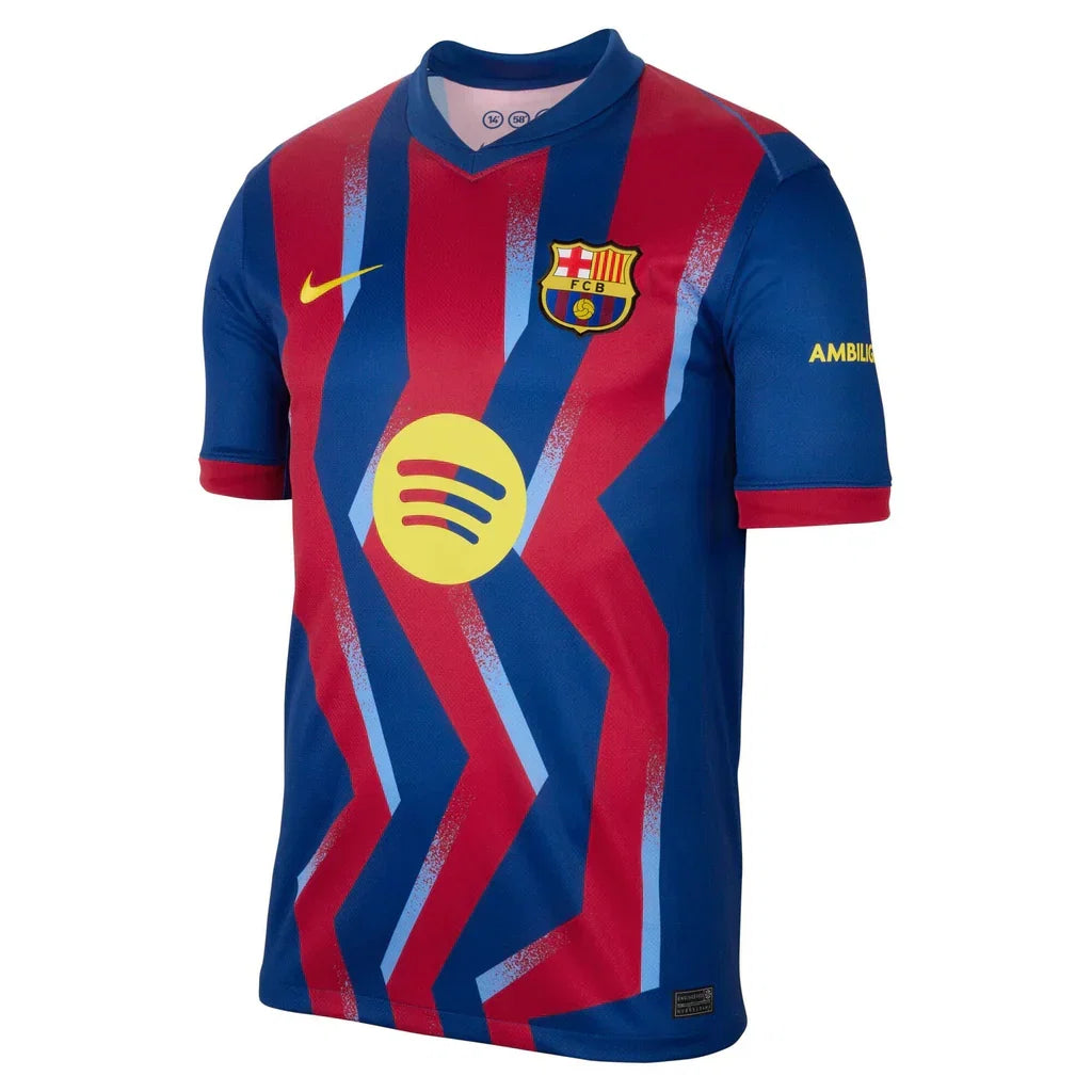 Nike Men's FC Barcelona Pedri 4th Jersey 25/26 w/ La Liga Patches (Blue/Red/Yellow)