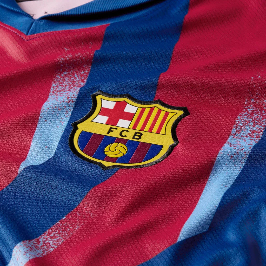 Nike Men's FC Barcelona Pedri 4th Jersey 25/26 w/ La Liga Patches (Blue/Red/Yellow)