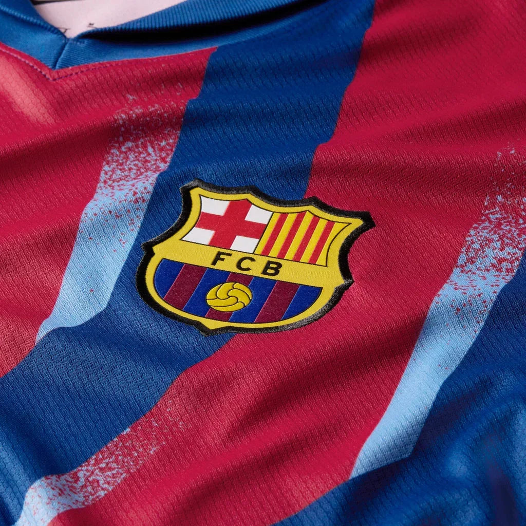 Nike Men's FC Barcelona Fermin 4th Jersey 25/26 w/ La Liga Patches (Blue/Red/Yellow)