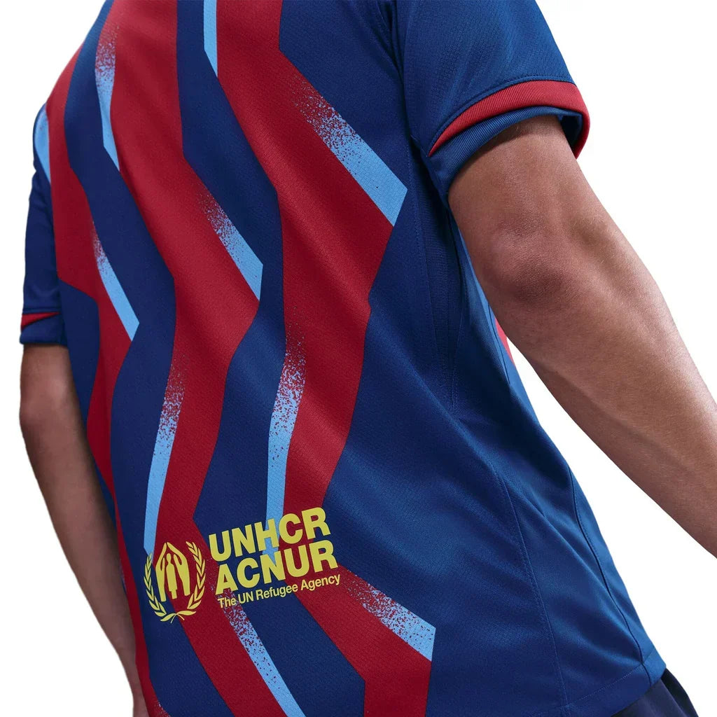 Nike Men's FC Barcelona Pedri 4th Jersey 25/26 w/ La Liga Patches (Blue/Red/Yellow)