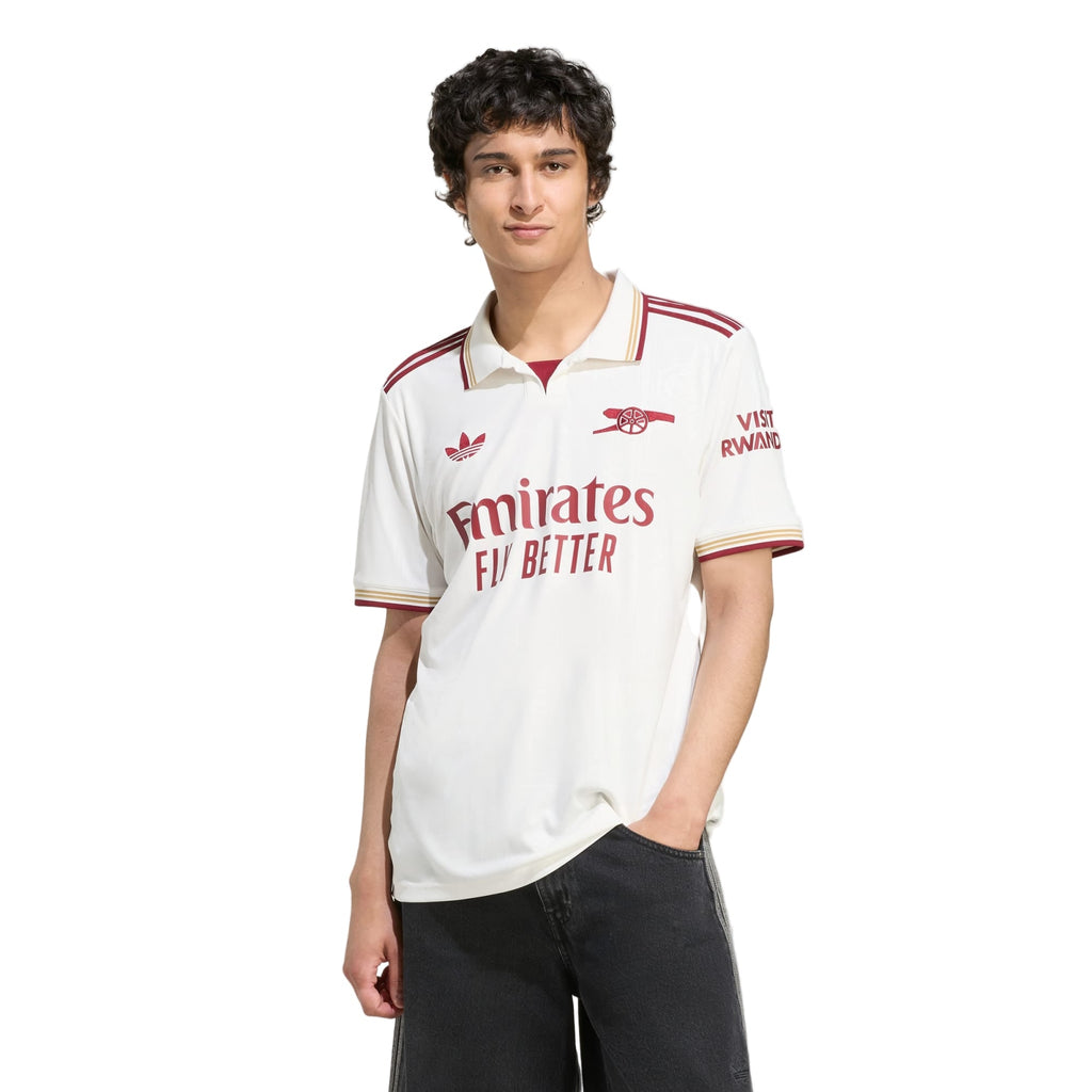 adidas Gabriel Men's Arsenal FC Third Jersey 25/26 w/ NRFR + EPL Patches (White/Burgundy)