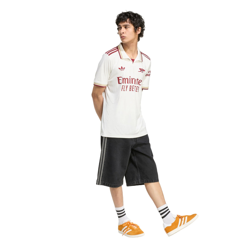 adidas Mosquera Men's Arsenal FC Third Jersey 25/26 w/ NRFR + EPL Patches (White/Burgundy)