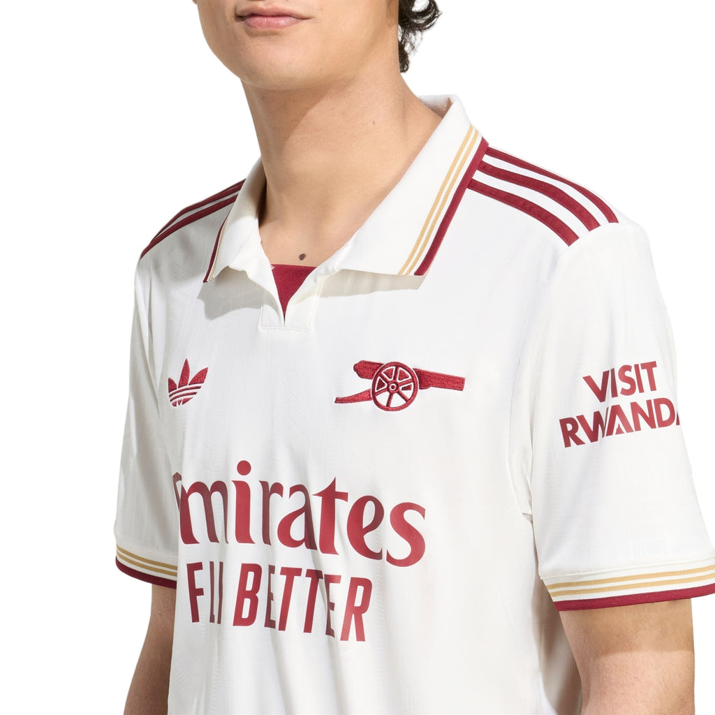 adidas Gabriel Men's Arsenal FC Third Jersey 25/26 w/ NRFR + EPL Patches (White/Burgundy)