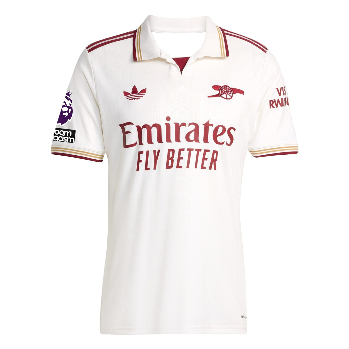 adidas Merino Men's Arsenal FC Third Jersey 25/26 w/ NRFR + EPL Patches (White/Burgundy)