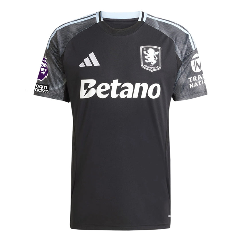 adidas Mcginn Men's Aston Villa 25/26 Away Jersey w/ EPL + NRFR Patches (Black/Global Blue)