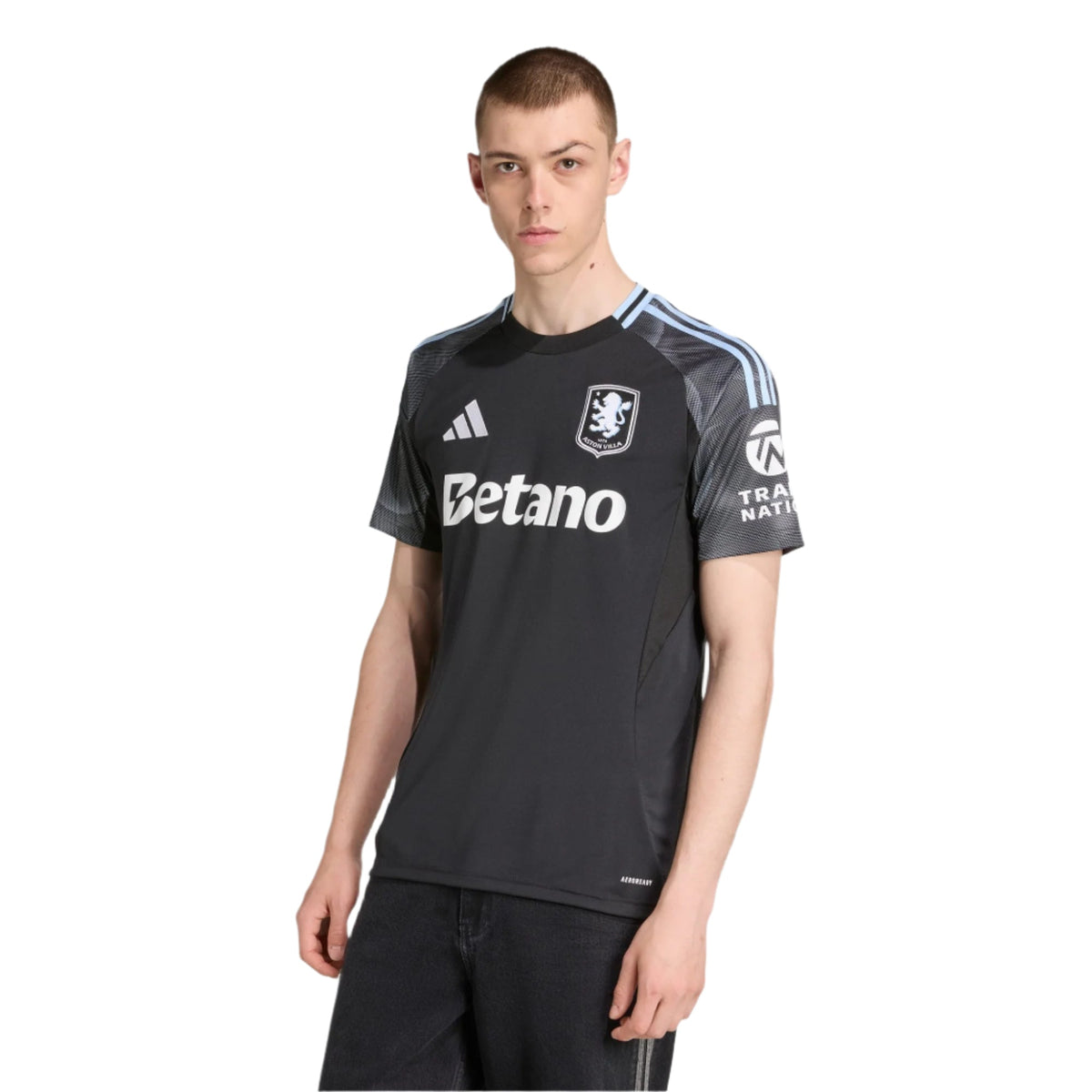 adidas Mings Men's Aston Villa 25/26 Away Jersey w/ EPL + NRFR Patches (Black/Global Blue)