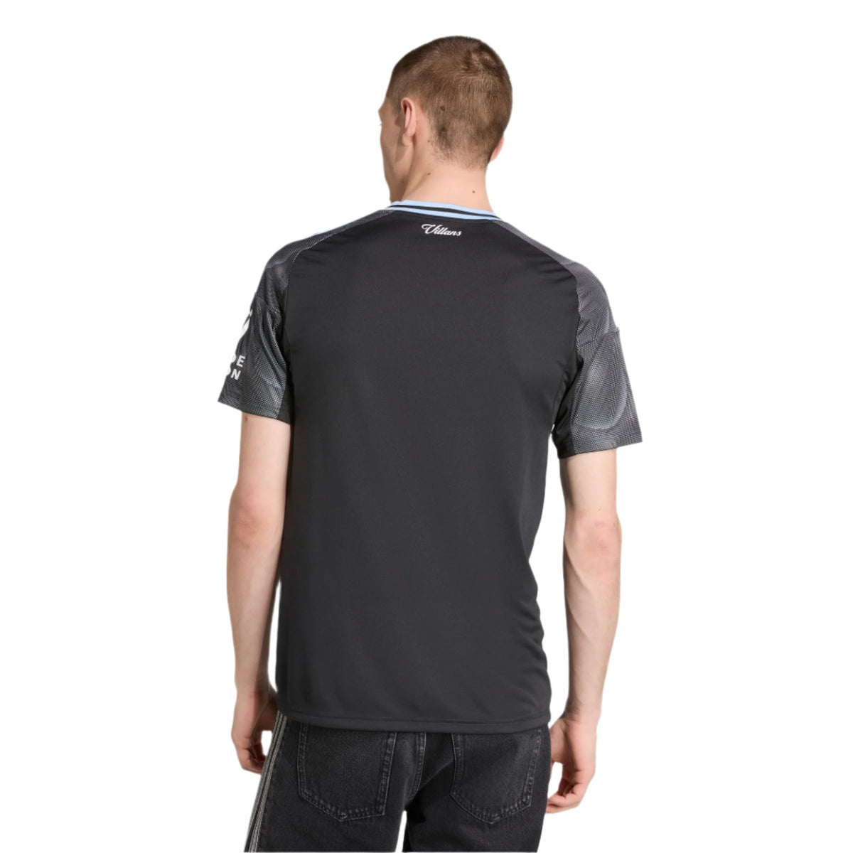 adidas Lindelof Men's Aston Villa 25/26 Away Jersey w/ EPL + NRFR Patches (Black/Global Blue)