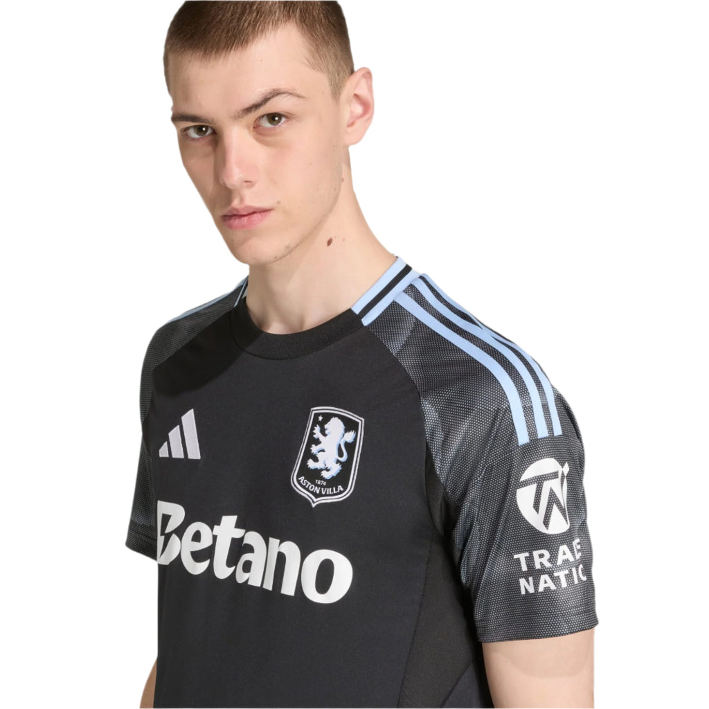 adidas Mcginn Men's Aston Villa 25/26 Away Jersey w/ EPL + NRFR Patches (Black/Global Blue)