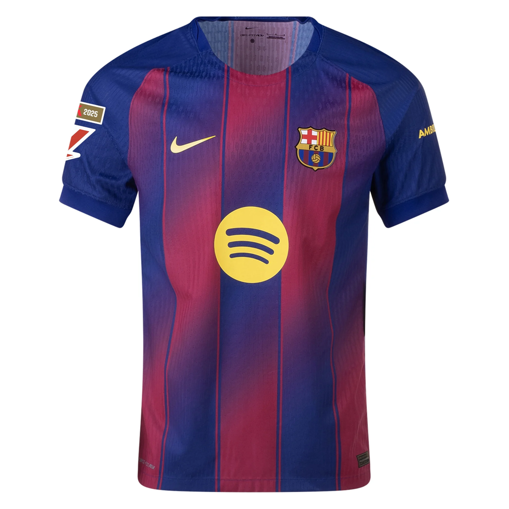 Nike Barcelona Authentic Raphinha Home Jersey w/ La Liga Champion Patches 25/26 (Deep Royal Blue/Midwest Gold)