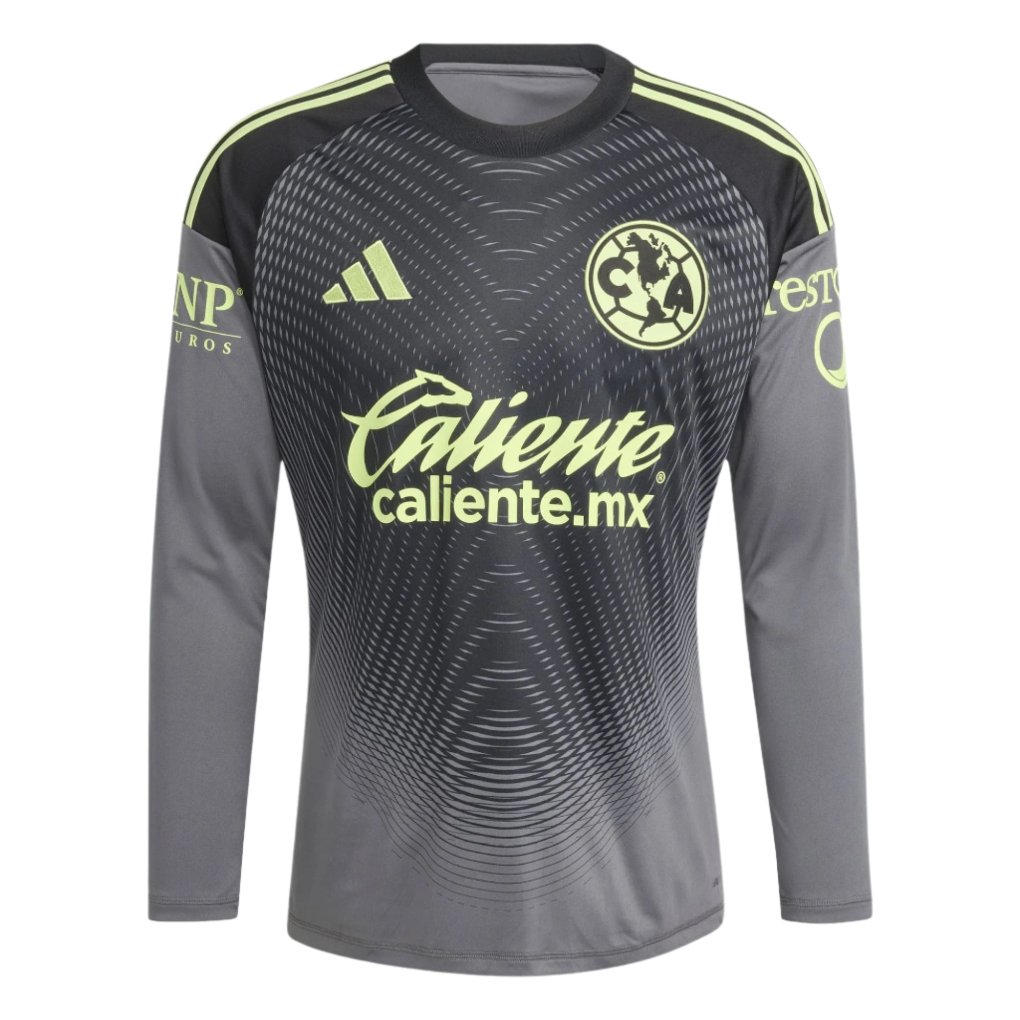 adidas Club AmÃ©rica 25/26 Long Sleeve Goalkeeper Jersey (Black/Grey/Lime Green)