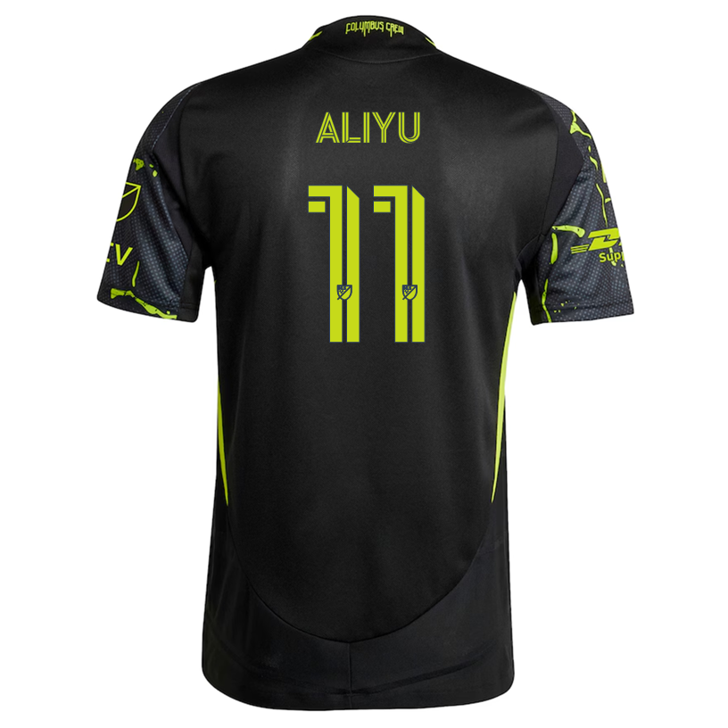adidas Ibrahim Aliyu Columbus Crew Authentic Away Jersey w/ MLS Patches 25/26 (Black/Yellow)