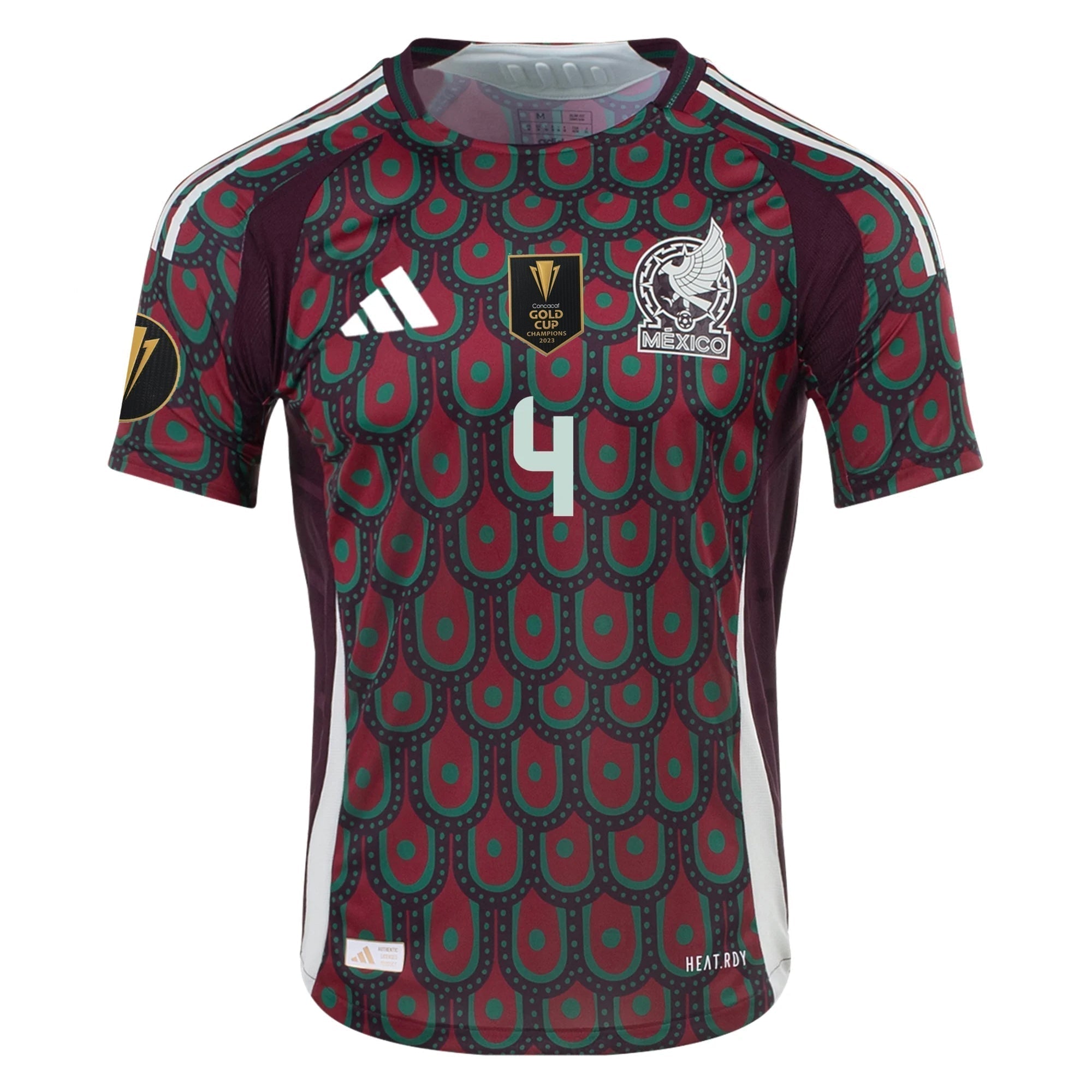 adidas Mexico Authentic Edson Álvarez Home Jersey 24/25 w/ Gold Cup 2025 Patchse (Multicolor)