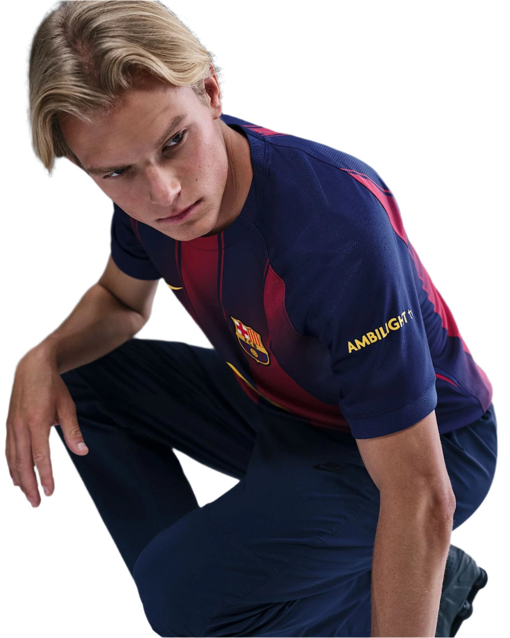 Nike Frankie De Jong FC Barcelona Home Jersey 25/26 w/ Champions League Patches (Deep Royal Blue/Midwest Gold)
