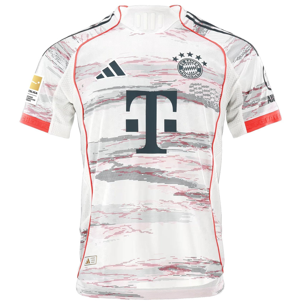 adidas Sane Authentic Away Jersey 25/26 w/ Sponsor + Meister Bundesliga Patch (White/Red)