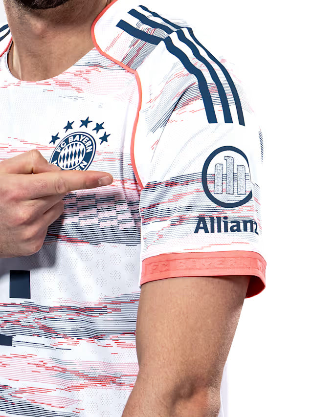 adidas Beckenbauer Authentic Away Jersey 25/26 w/ Sponsor + Meister Bundesliga Patch (White/Red)