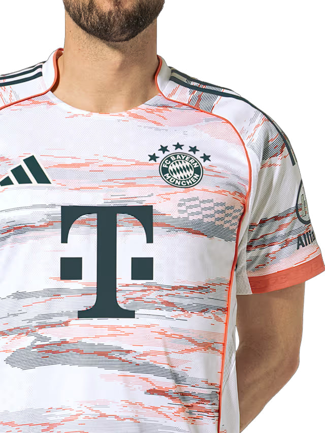adidas Gnabry Authentic Away Jersey 25/26 w/ Sponsor + Meister Bundesliga Patch (White/Red)