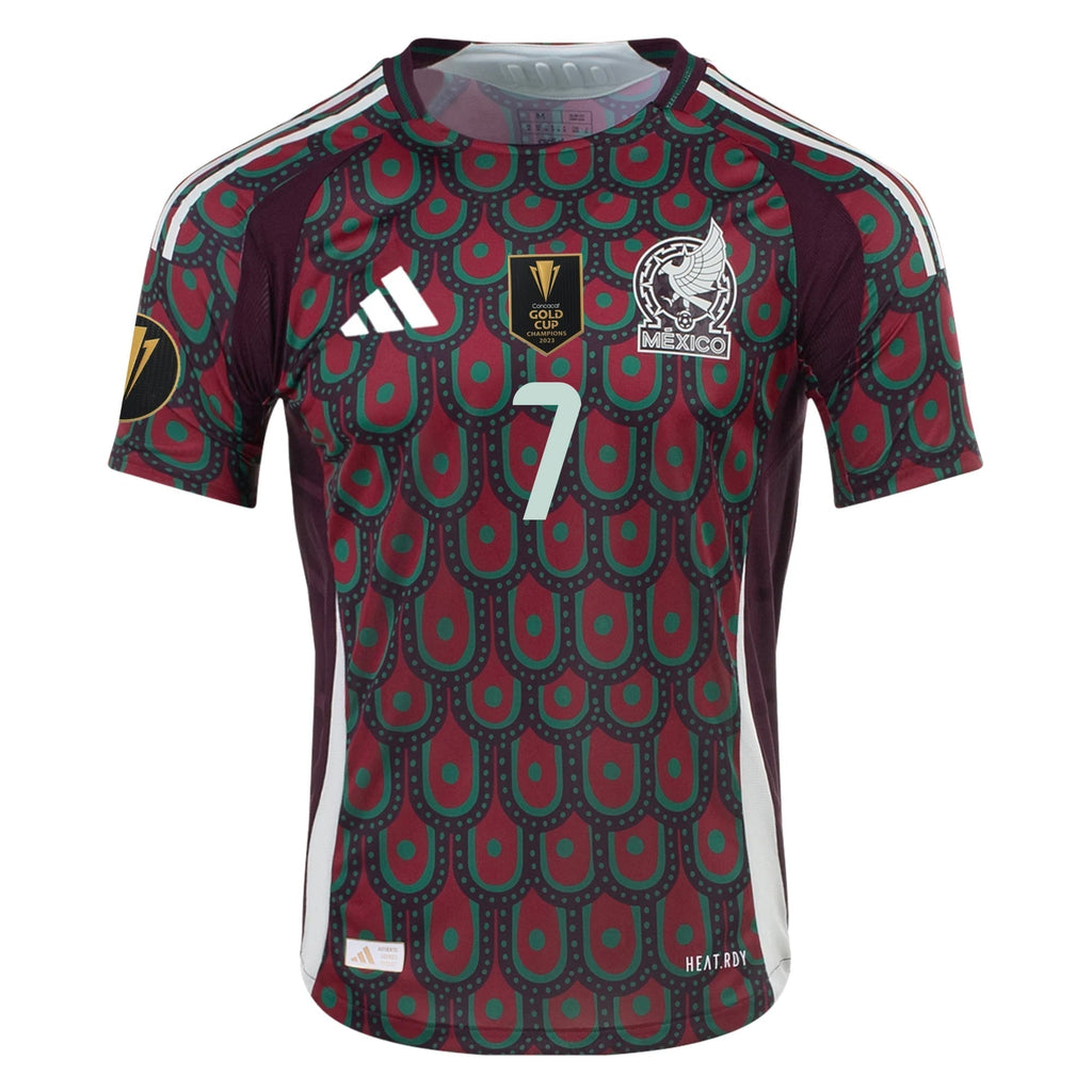 adidas Mexico Gilberto Mora Home Jersey 24/25 w/ Gold Cup 2025 Patches (Multicolor)