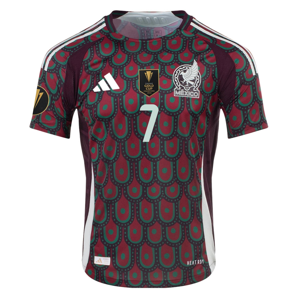 adidas Mexico Gilberto Mora Home Jersey 24/25 w/ Gold Cup 2025 Patches (Multicolor)