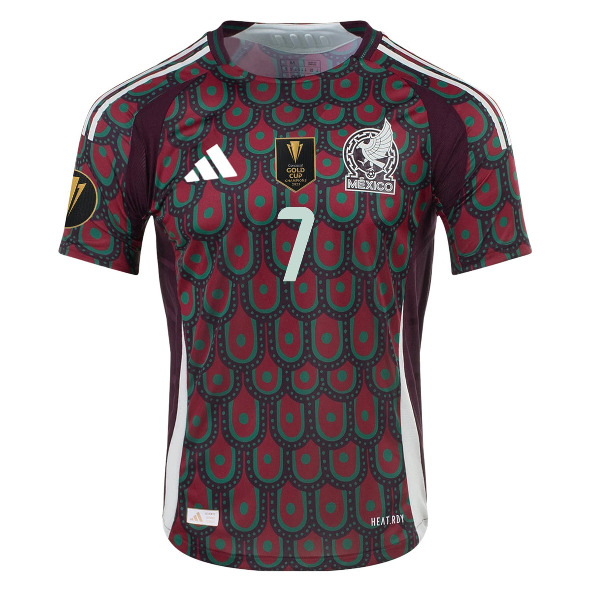 adidas Mexico Gilberto Mora Home Jersey 24/25 w/ Gold Cup 2025 Patches (Multicolor)