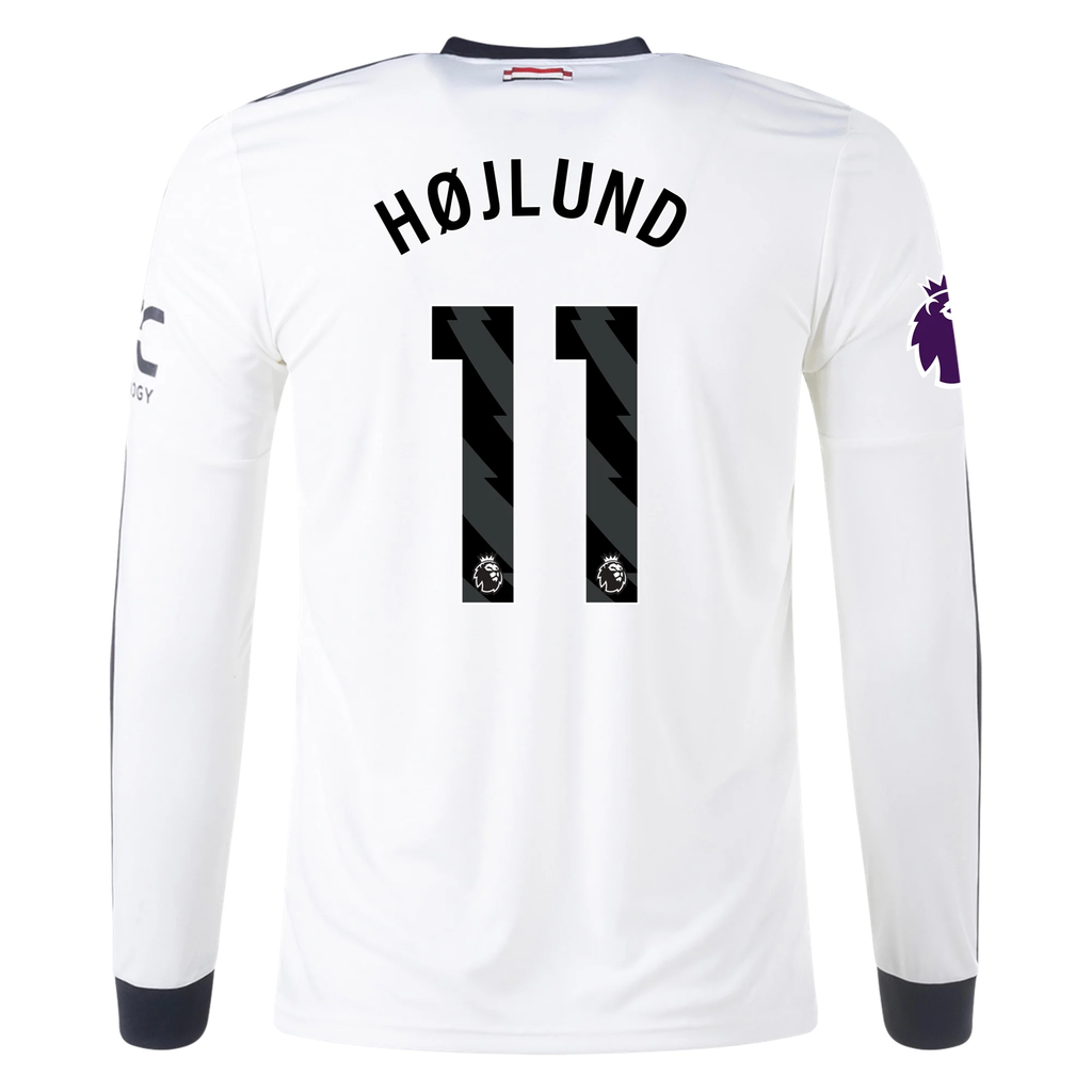 adidas Manchester United Rasmus HÃ¸jlund Third Long Sleeve Jersey w/ EPL Patch 24/25 (Off White)