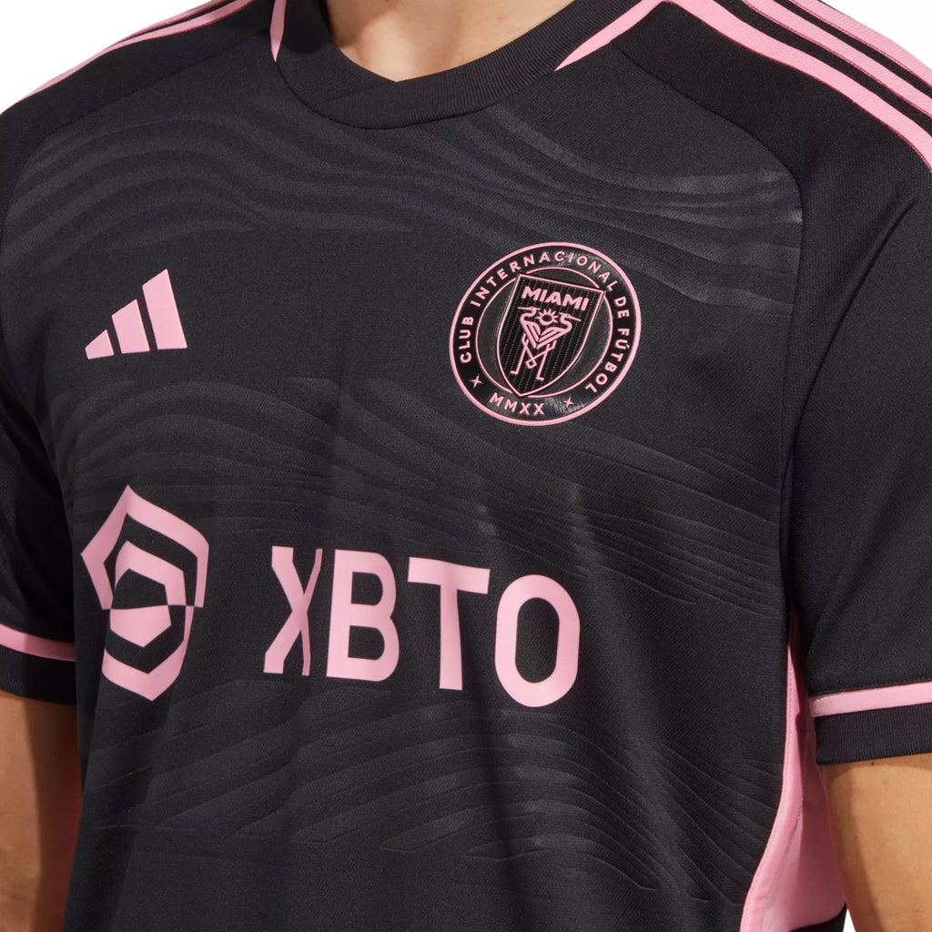adidas Inter Miami Josef MartÃ­nez Authentic Player Version Away Jersey 23/24 w/ MLS Patches (Black/Pink)
