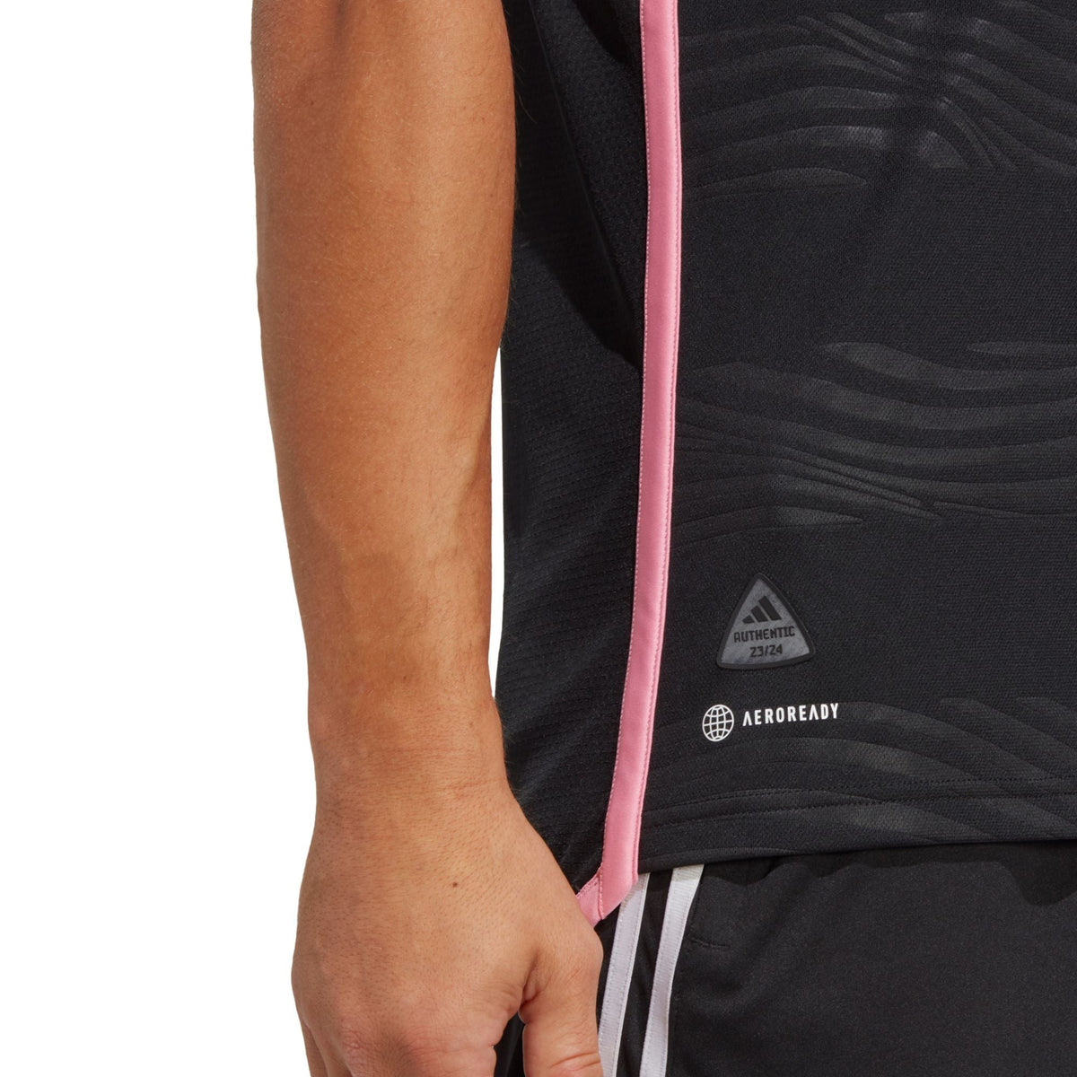 adidas Inter Miami Josef MartÃ­nez Authentic Player Version Away Jersey 23/24 w/ MLS Patches (Black/Pink)