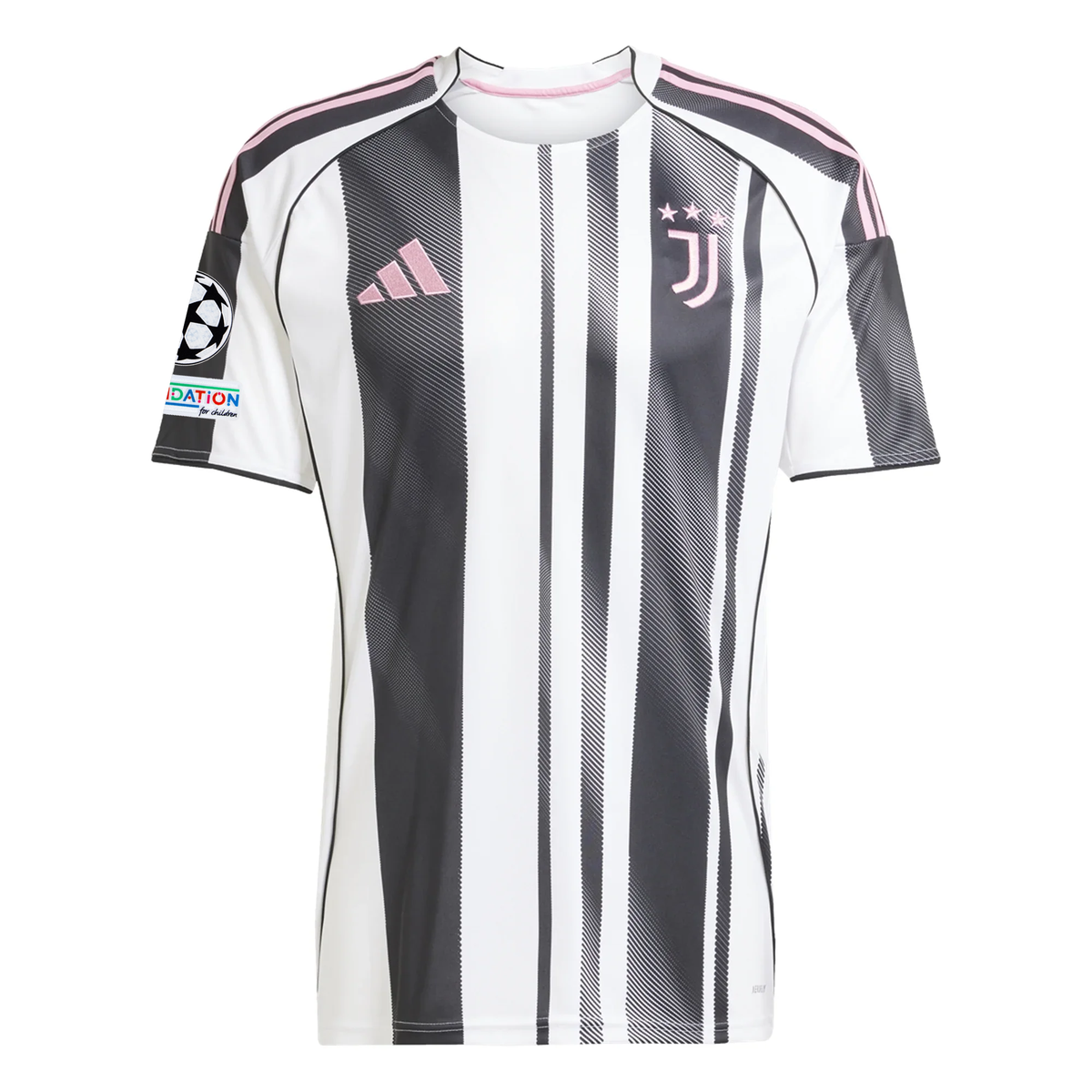 adidas Juventus Kostic Home Jersey w/ Champions League Patches 25/26 (White/Black/Pink)