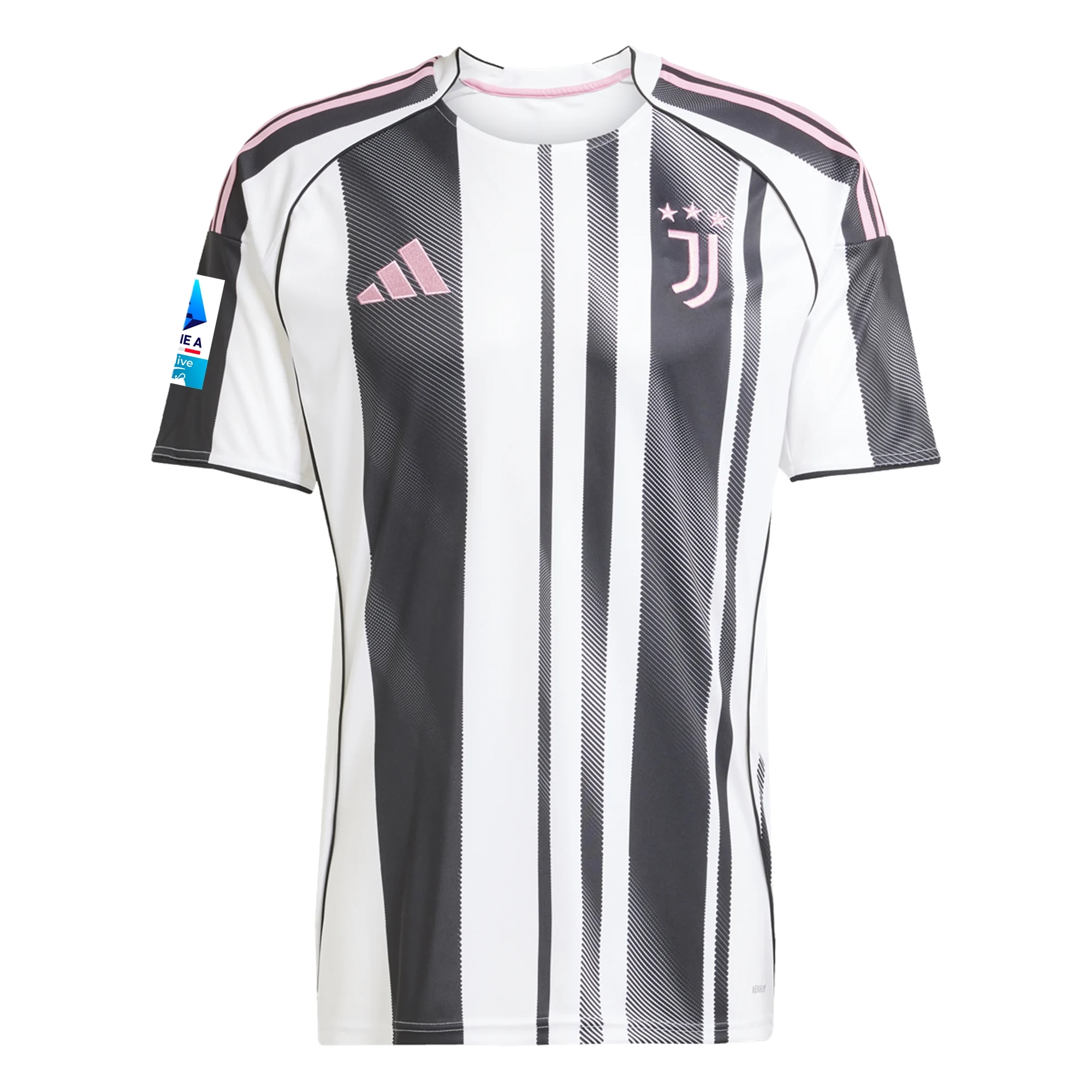 adidas Men's Juventus Adzic Home Jersey w/ Serie A Patch 25/26 (White/Black/Pink)