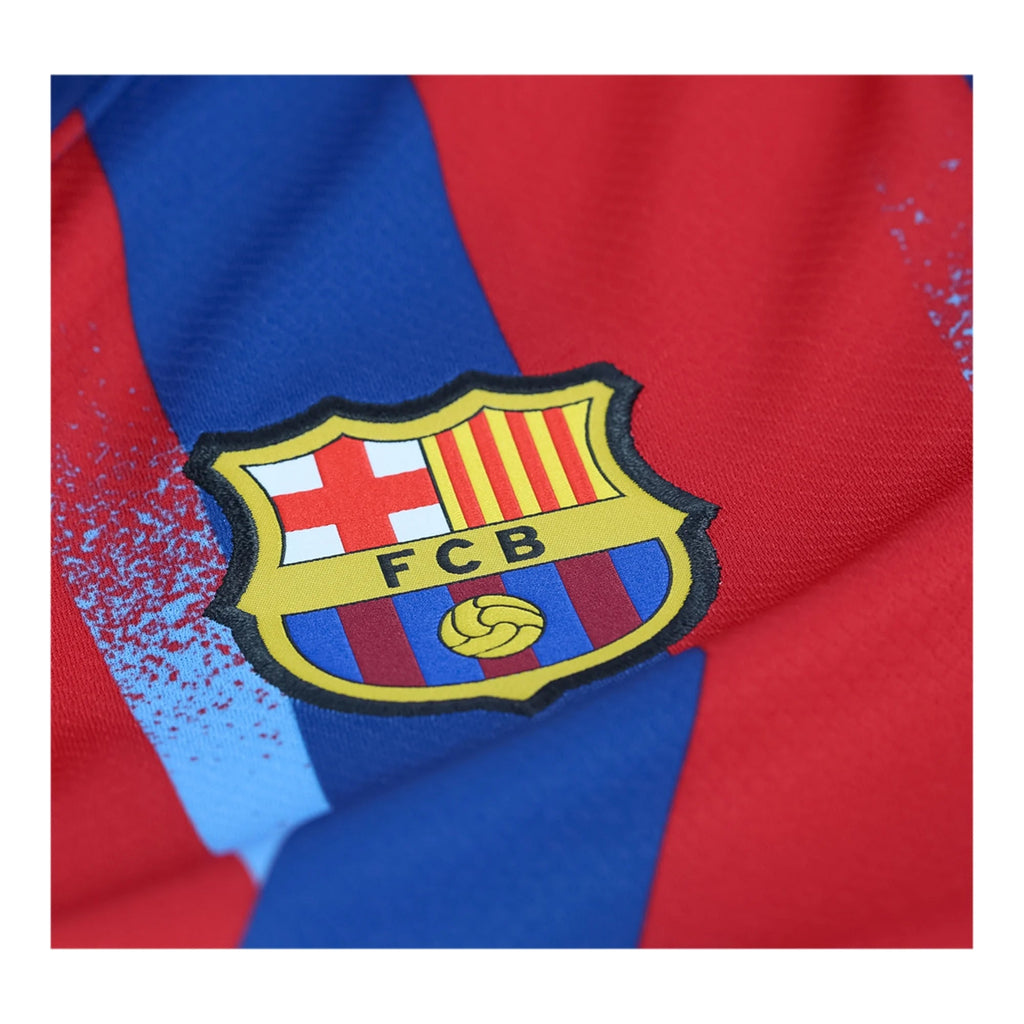 Nike Youth Olmo FC Barcelona 4th Soccer Jersey 25/26 (Gym Blue/Salsa Red)