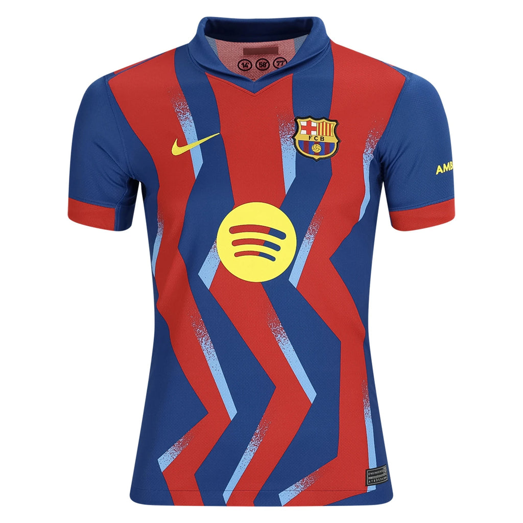 Nike Youth Olmo FC Barcelona 4th Soccer Jersey 25/26 (Gym Blue/Salsa Red)