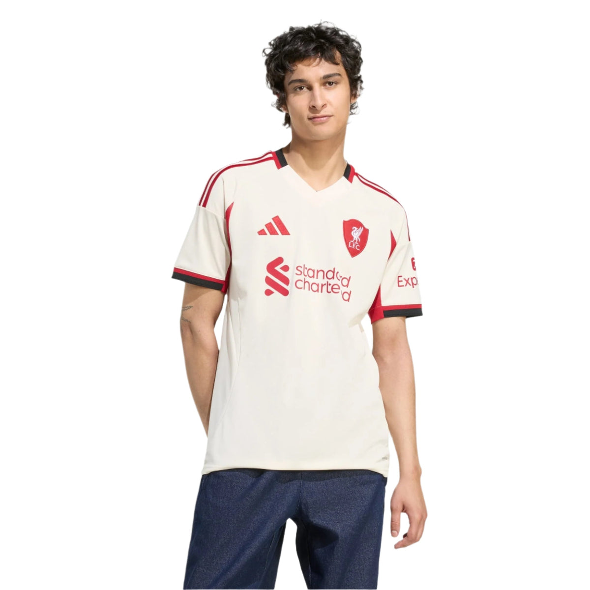 adidas Men's Liverpool Cody Gakpo Away Jersey w/ EPL Champions Patch 25/26 (Wonder White)