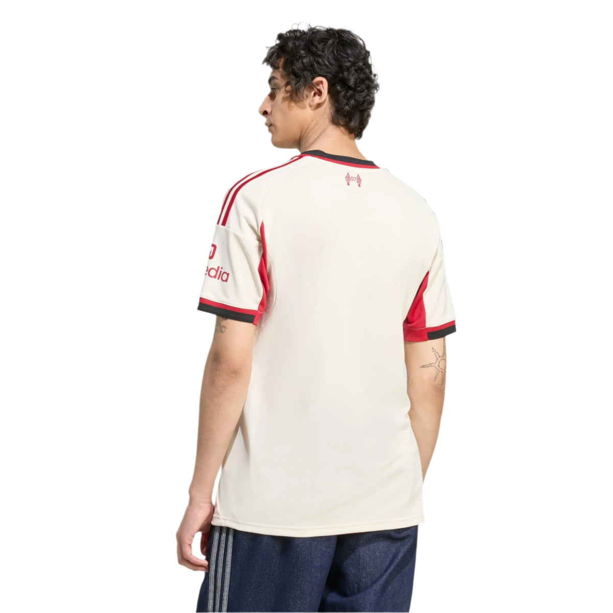 adidas Men's Liverpool Jeremie Frimpong Away Jersey w/ Champions League Patches 25/26 (Wonder White)