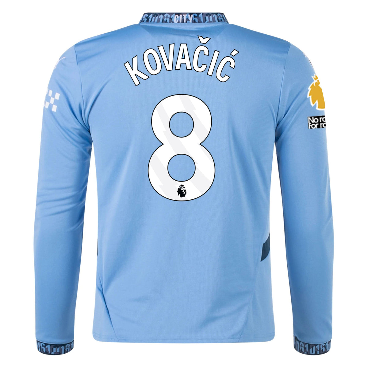 Puma Manchester City Mateo KovaÄiÄ‡ Home Long Sleeve Jersey w/ EPL + No Room For Racism Patch 24/25 (Team Light/Marine Blue)