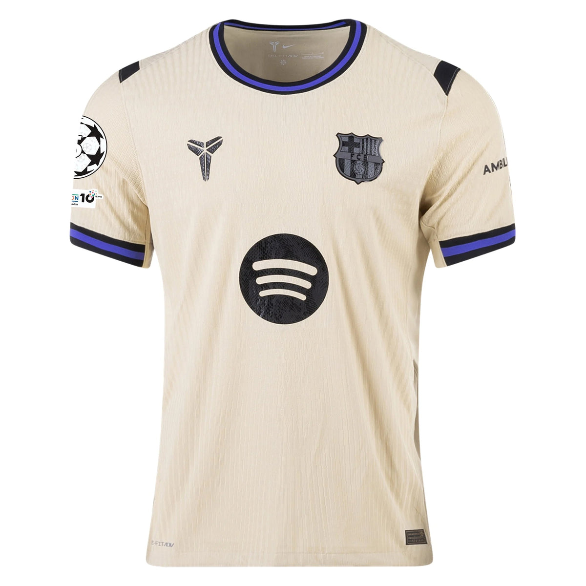 Nike Gavi Men's FC Barcelona Authentic Away Jersey w/ Champions League Patches (Team Gold/Persian Violet/Black)