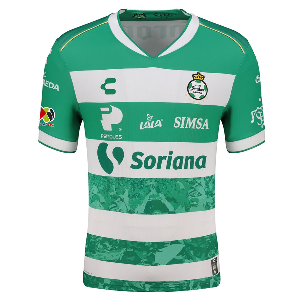 Charly Jesus Ocejo Men's Santos Laguna Home Jersey 25/26 w/ BBVA MX Patches (Green/White)